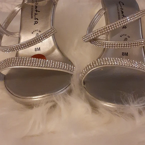 Silver Rhinestone Dress Sandals - Picture 2 of 6